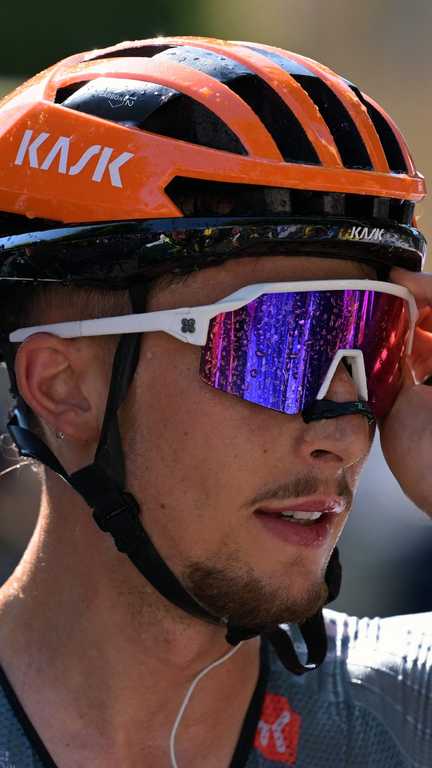 Le Français Kevin Vauquelin, de l'équipe Netcompany INEOS, après la 4e étape du Tour de France reliant Carcassonne (Aude) à Foix (Ariège), le 7 juillet 2026. (MAXPPP)