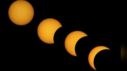 Une éclipse solaire partielle observée lors d'un événement astronomique.