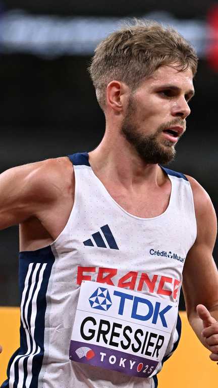 Jimmy Gressier lors de la finale du 5 000 m lors des championnats du monde de Tokyo, le 21 septembre 2025. (JEWEL SAMAD / AFP)